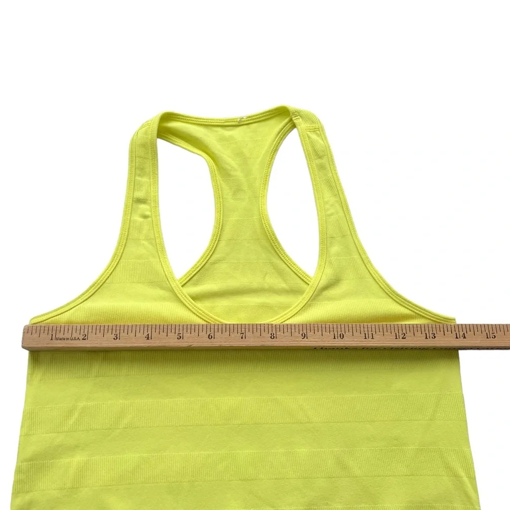 Lululemon Womens Clarity Yellow Cool Racerback Striped Ribbed Racerback Tank Top